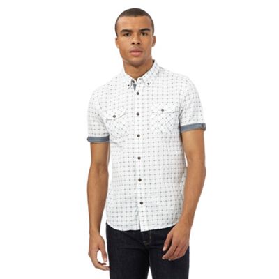 Red Herring White dotted checked short sleeved shirt